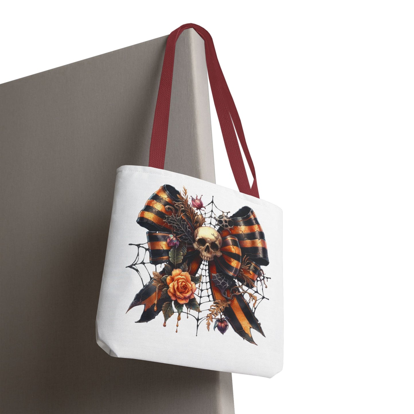 Halloween Skull & Ribbon Tote Bag