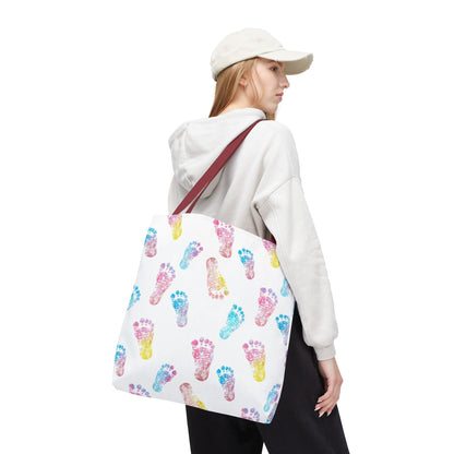 Colorful Baby Footprint Tote Bag,  Gift for New Moms