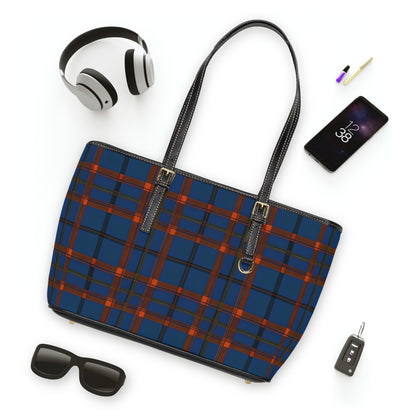 Navy & Rust Plaid Shoulder Bag