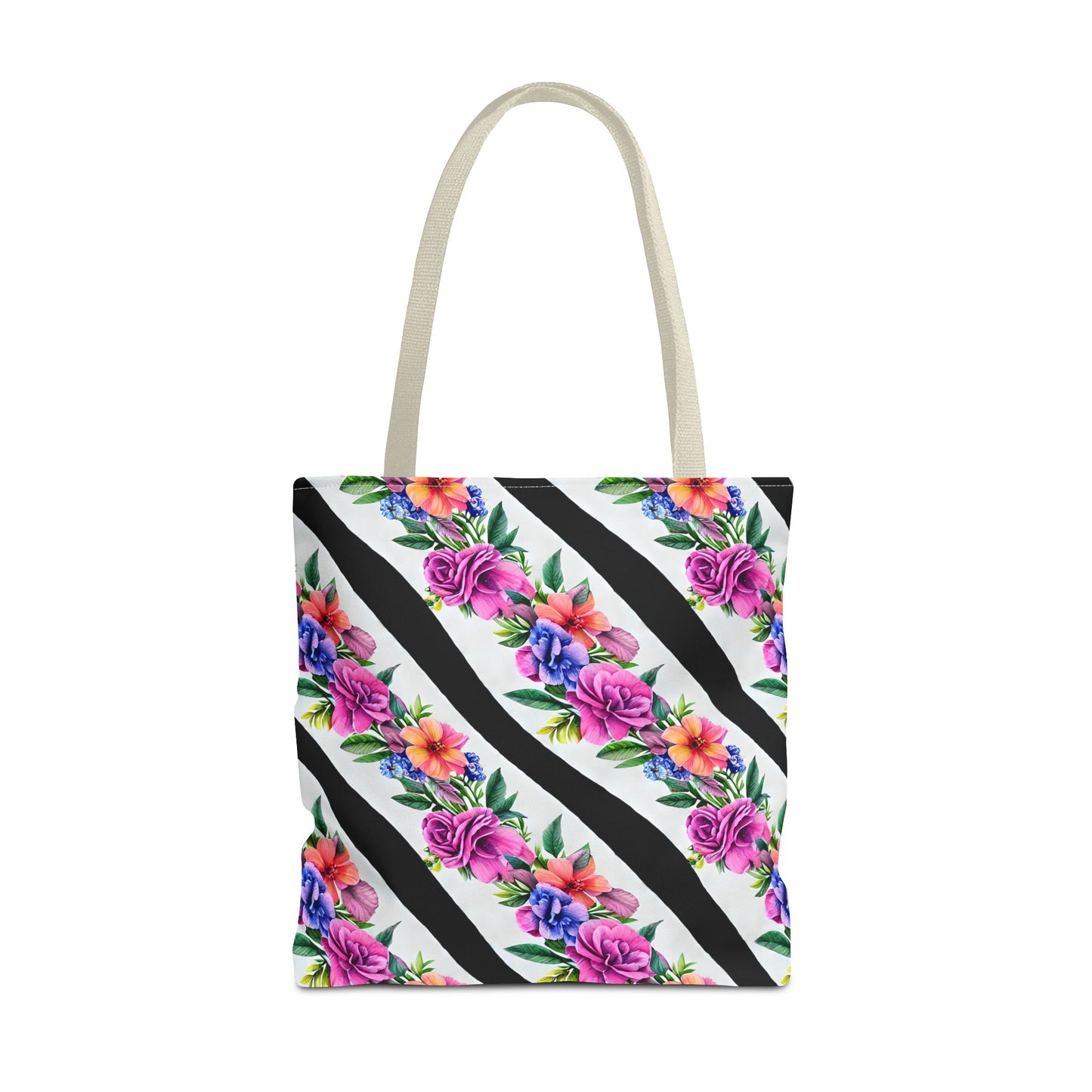Floral Stripe Tote Bag,