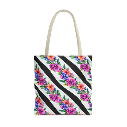 Floral Stripe Tote Bag,
