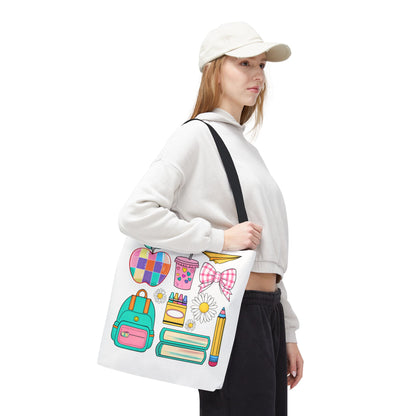 Colorful School Supplies Tote Bag, Perfect for Students & Teachers