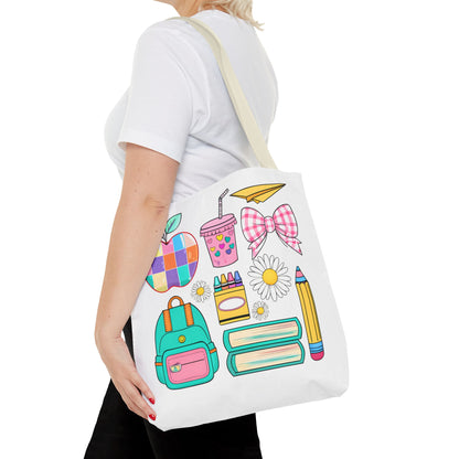 Colorful School Supplies Tote Bag, Perfect for Students & Teachers
