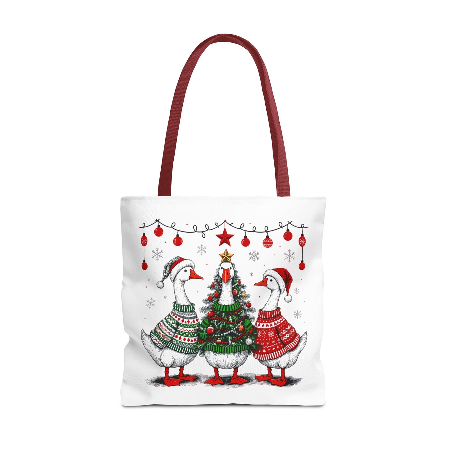 Festive Christmas Geese Tote Bag