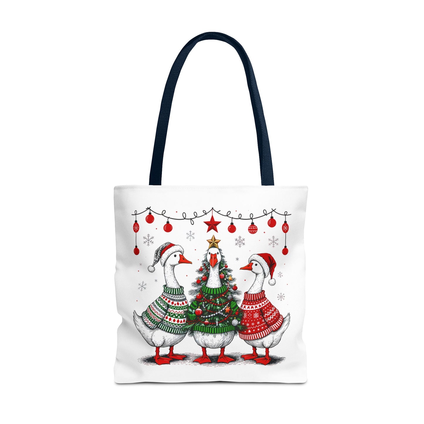 Festive Christmas Geese Tote Bag