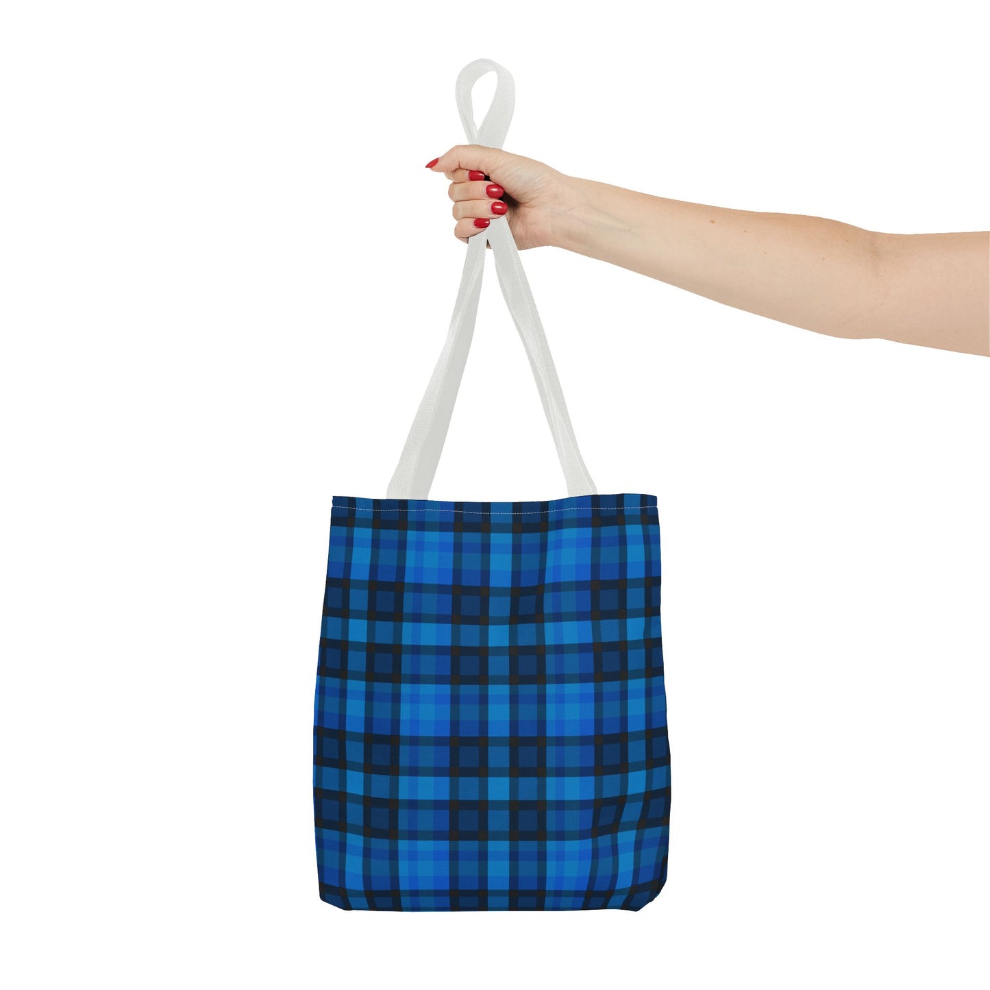 Blue Plaid Tote Bag, Gift for Her or Him,
