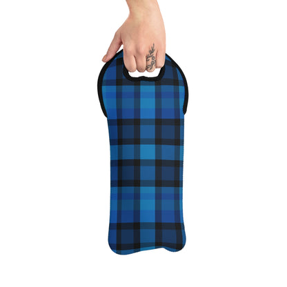 Stylish Blue Plaid Wine Tote Bag for Picnics, Weddings, Housewarming, Gifts