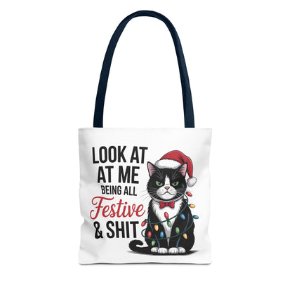 Funny Festive Cat Tote Bag