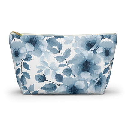 Blue Watercolor Floral Accessory Pouch