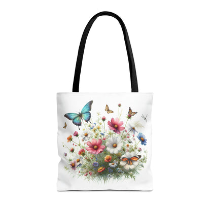 Vibrant Floral Tote Bag, Butterfly Print