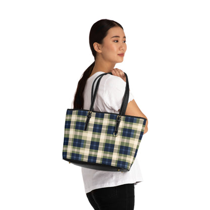 Navy & Olive Plaid Shoulder Bag