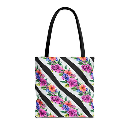 Floral Stripe Tote Bag,