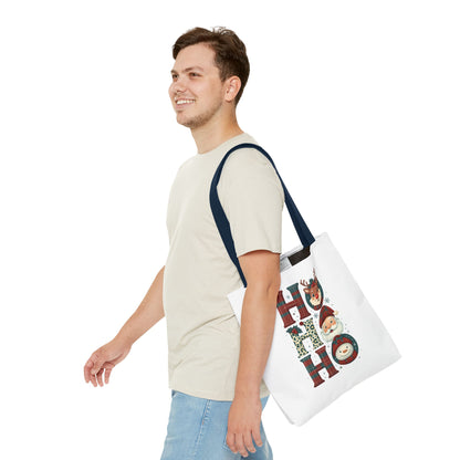 Cute Santa and Reindeer Design Festive Holiday Tote Bag