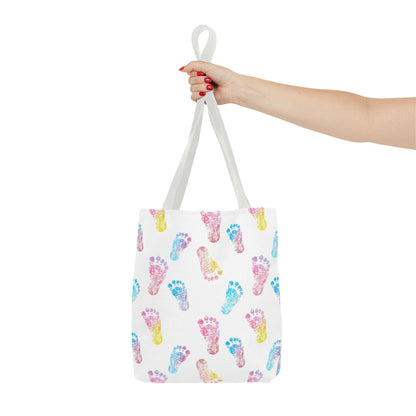 Colorful Baby Footprint Tote Bag,  Gift for New Moms