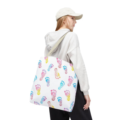Colorful Baby Footprint Tote Bag,  Gift for New Moms