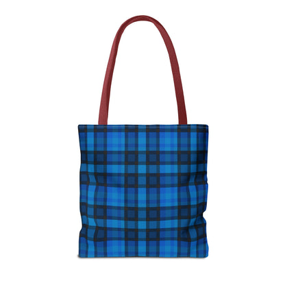 Blue Plaid Tote Bag, Gift for Her or Him,