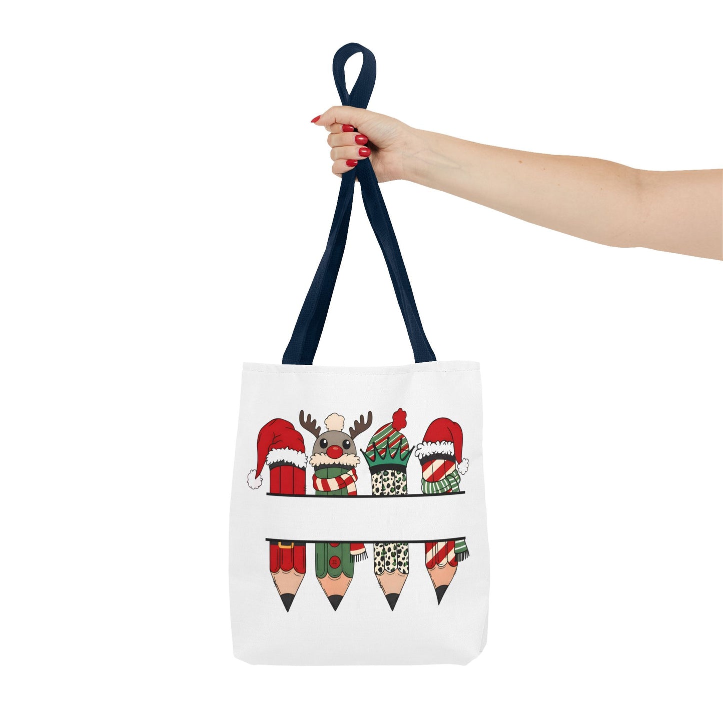Festive Pencil Reindeer Tote Bag, Holiday Shopping Bag, Christmas Gift Tote, Teacher Appreciation, Winter Decor, Eco-Friendly Bag