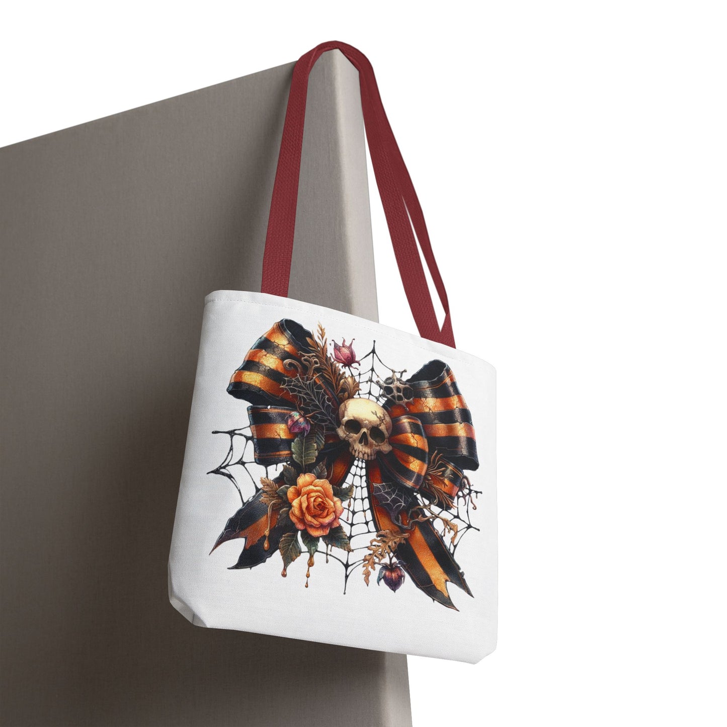 Halloween Skull & Ribbon Tote Bag