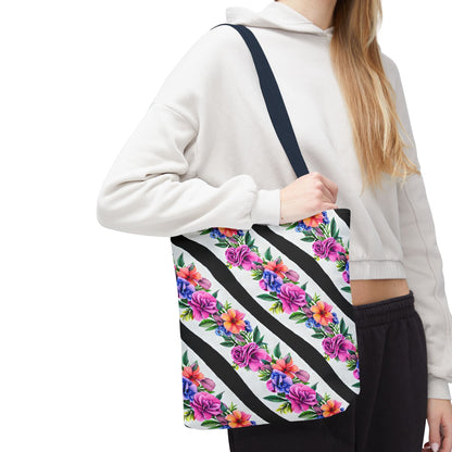 Floral Stripe Tote Bag,