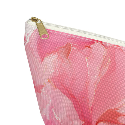 Pink Marble Cosmetic Pouch — Floral Swirl Accessory Bag