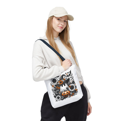 Whimsical Halloween Tote Bag, Pumpkin Ghost Design,