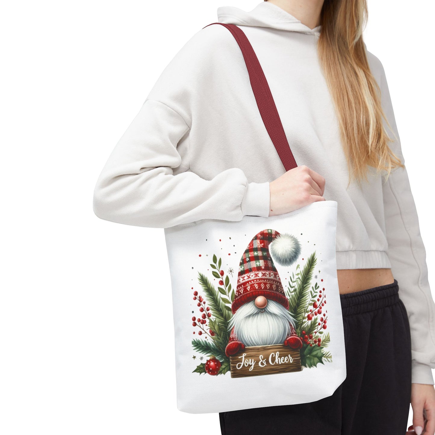 Christmas Gnome Tote Bag - Joy & Cheer Holiday Shopper