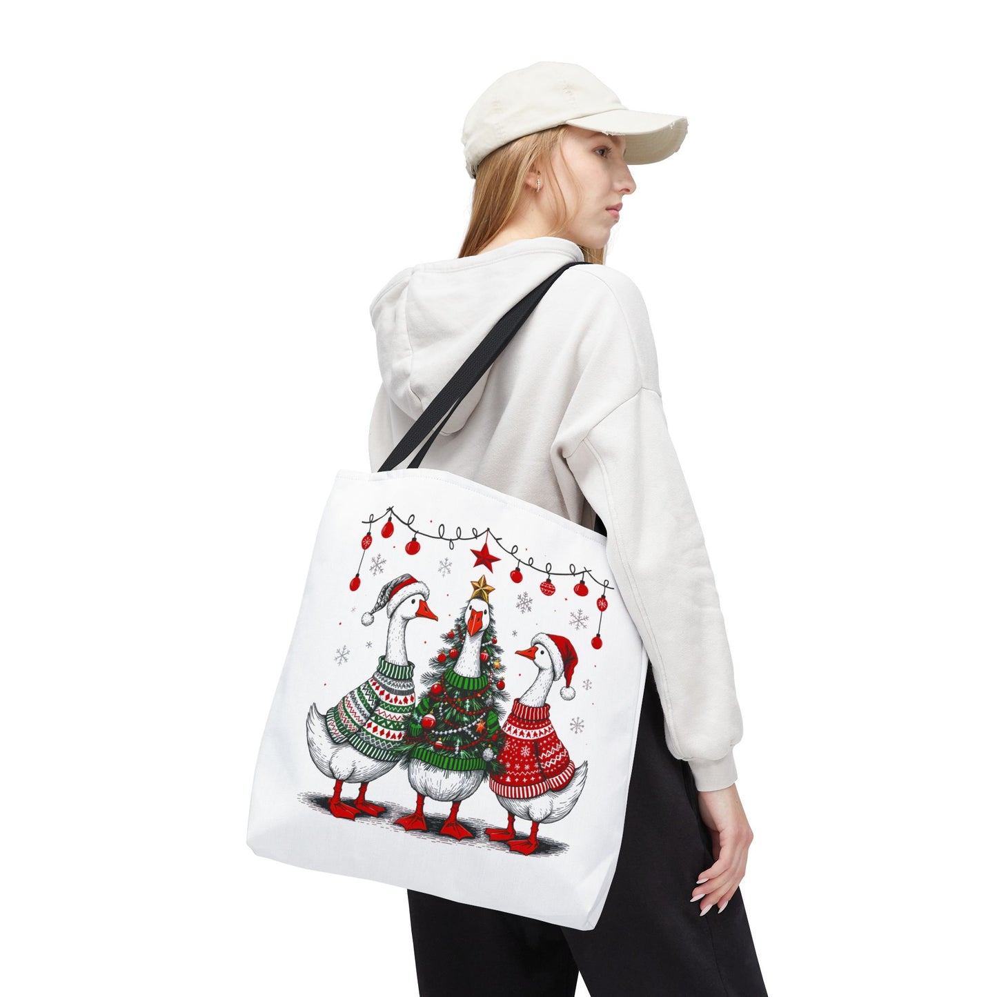 Festive Christmas Geese Tote Bag