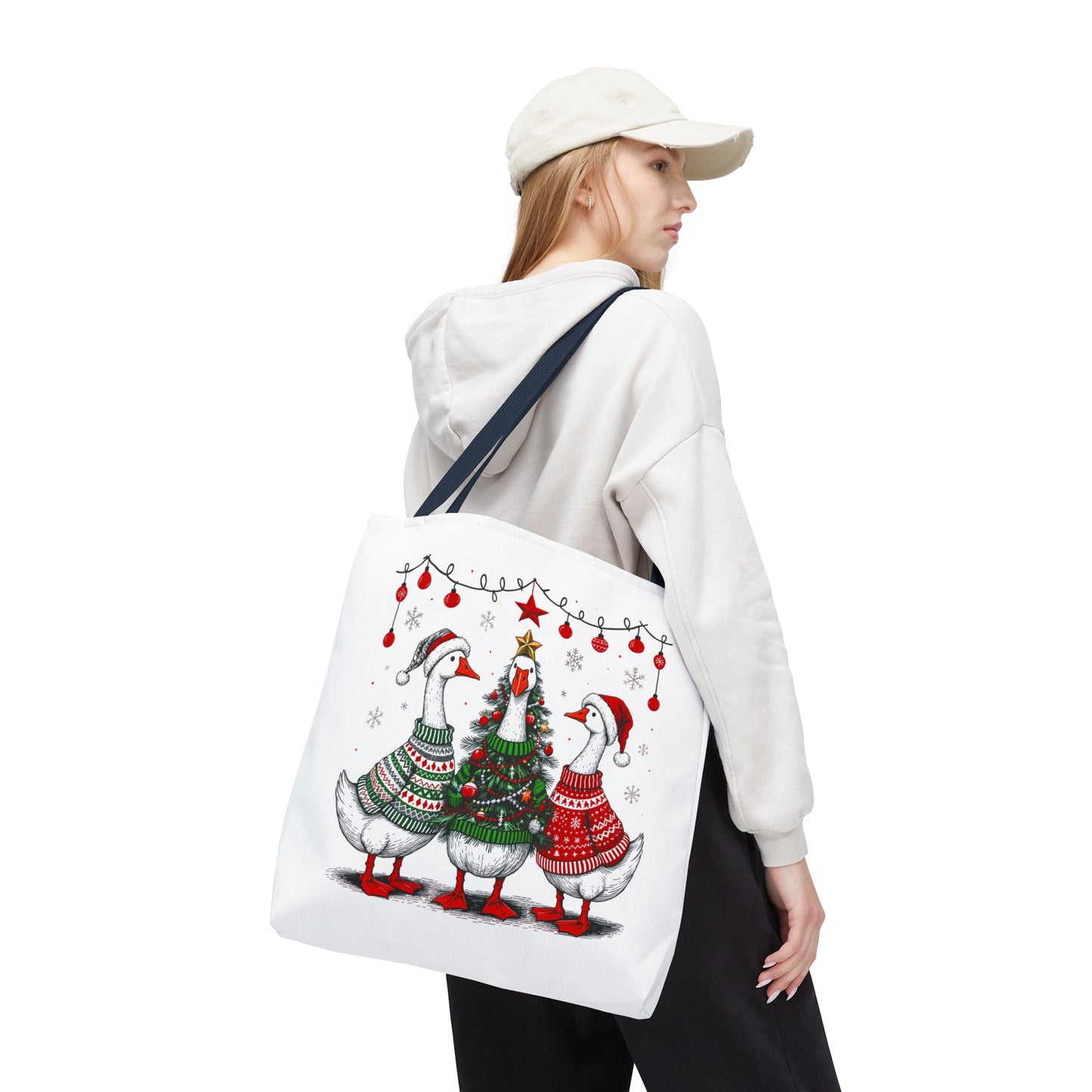 Festive Christmas Geese Tote Bag