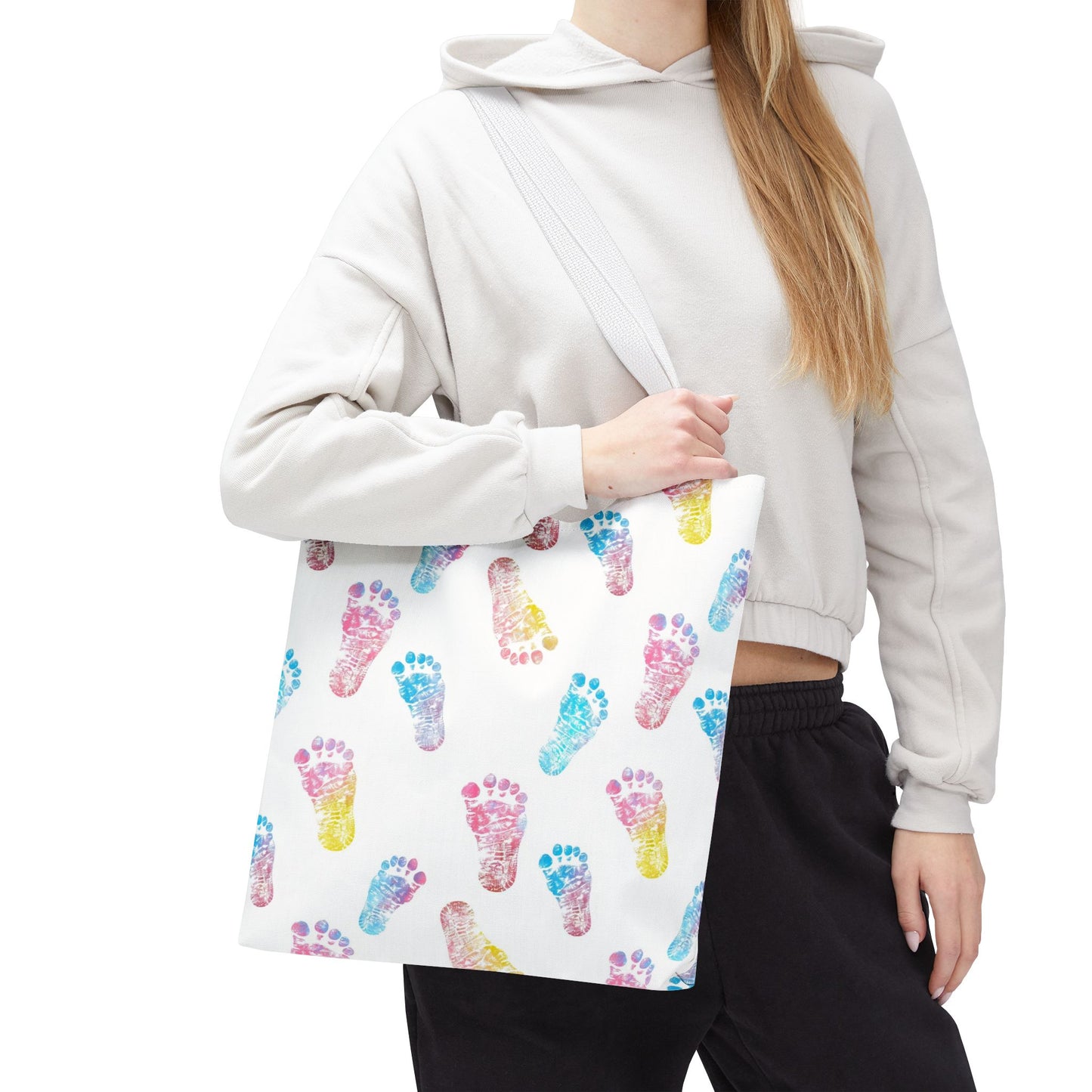 Colorful Baby Footprint Tote Bag,  Gift for New Moms