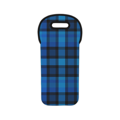 Stylish Blue Plaid Wine Tote Bag for Picnics, Weddings, Housewarming, Gifts