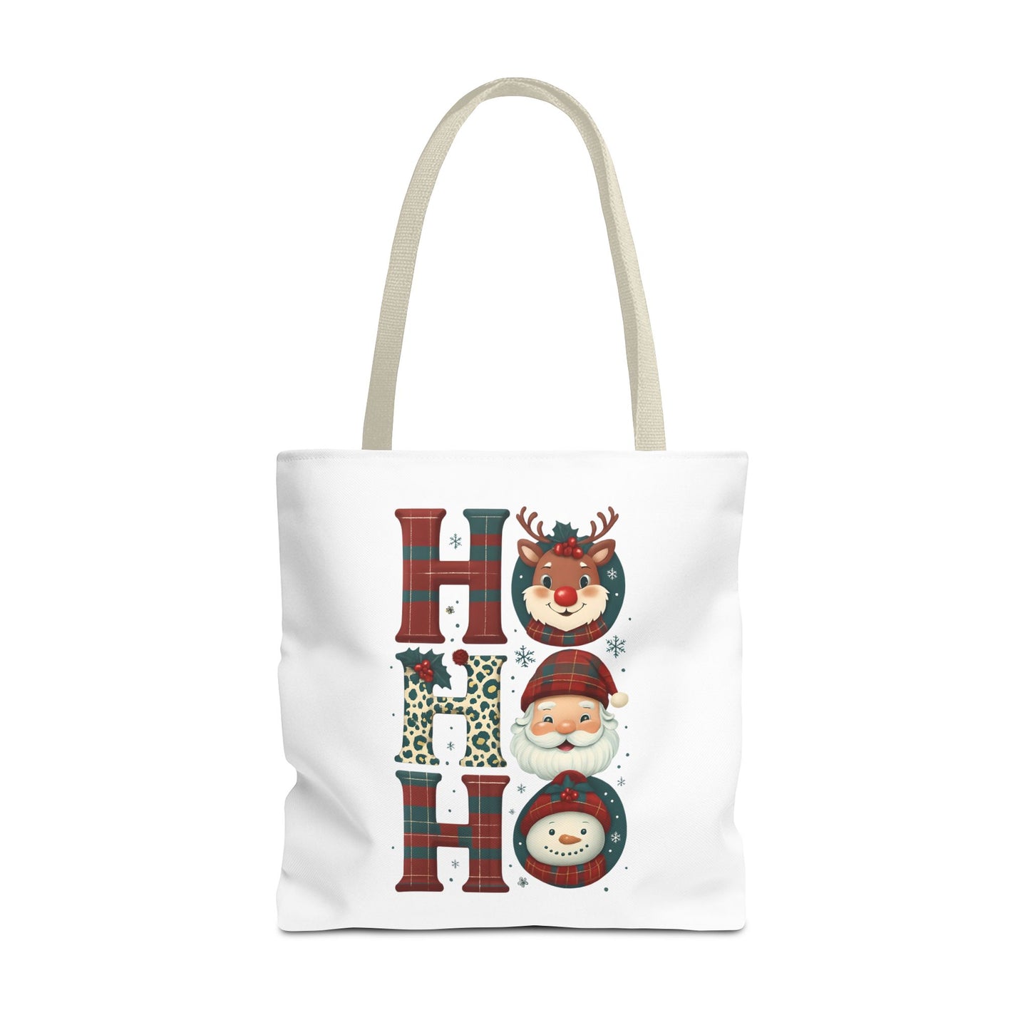 Cute Santa and Reindeer Design Festive Holiday Tote Bag