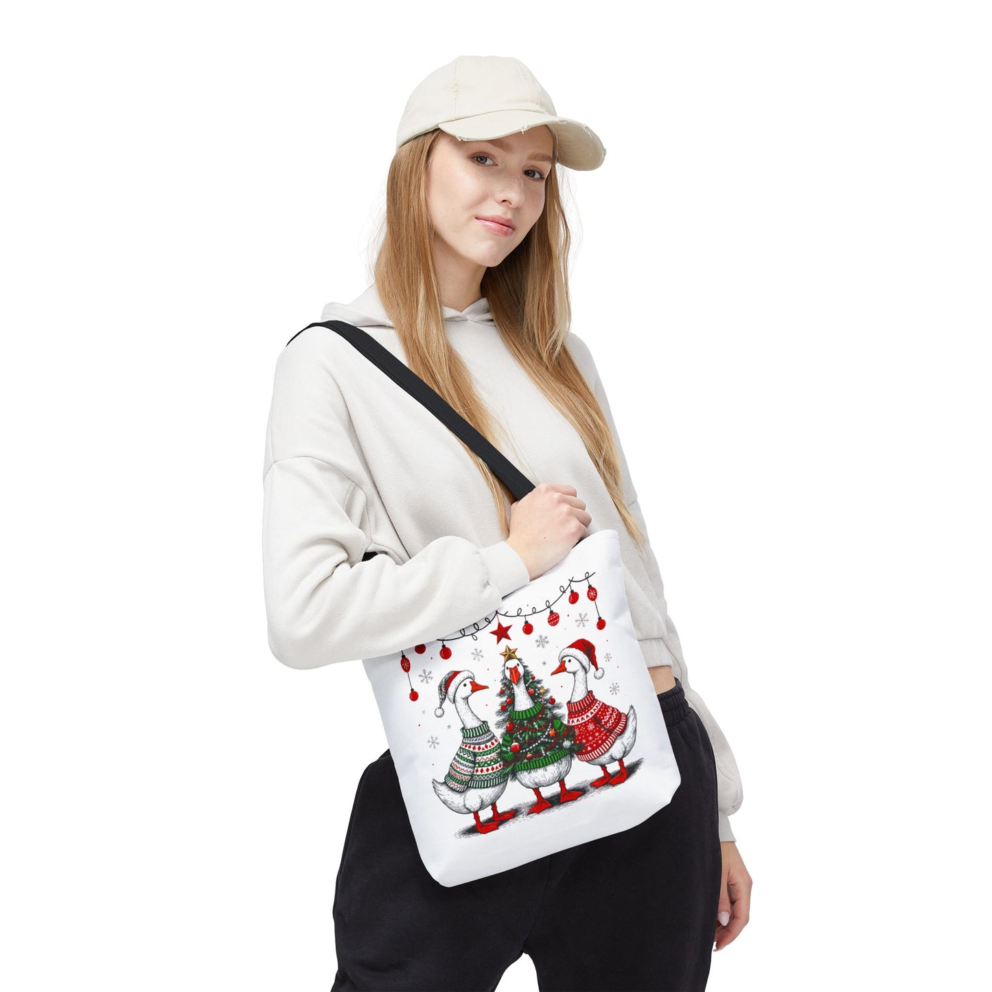 Festive Christmas Geese Tote Bag