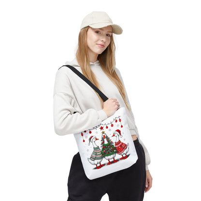 Festive Christmas Geese Tote Bag
