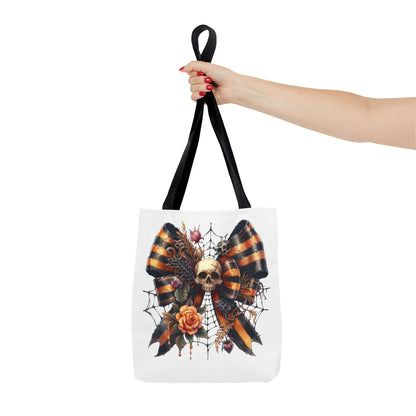 Halloween Skull & Ribbon Tote Bag