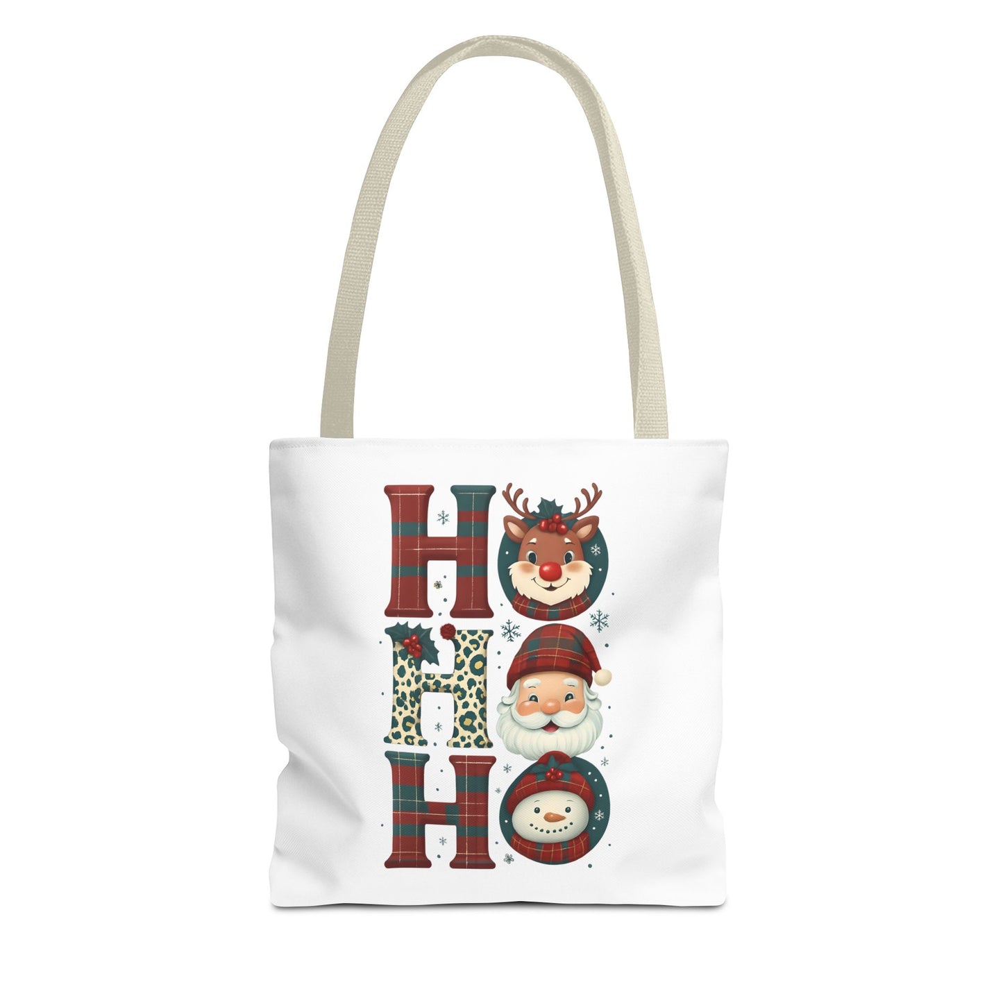 Cute Santa and Reindeer Design Festive Holiday Tote Bag