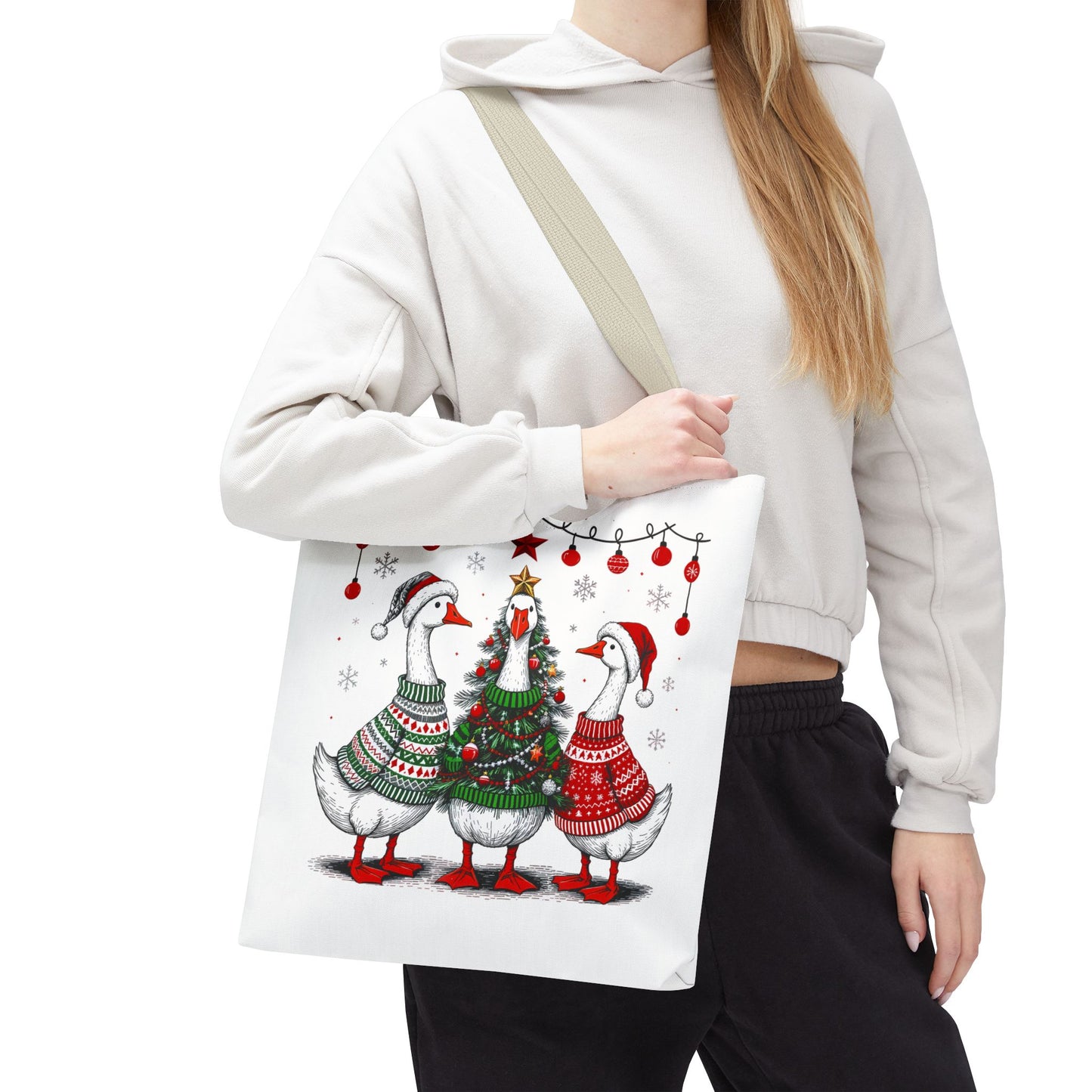 Festive Christmas Geese Tote Bag