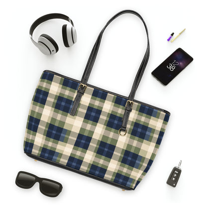 Navy & Olive Plaid Shoulder Bag