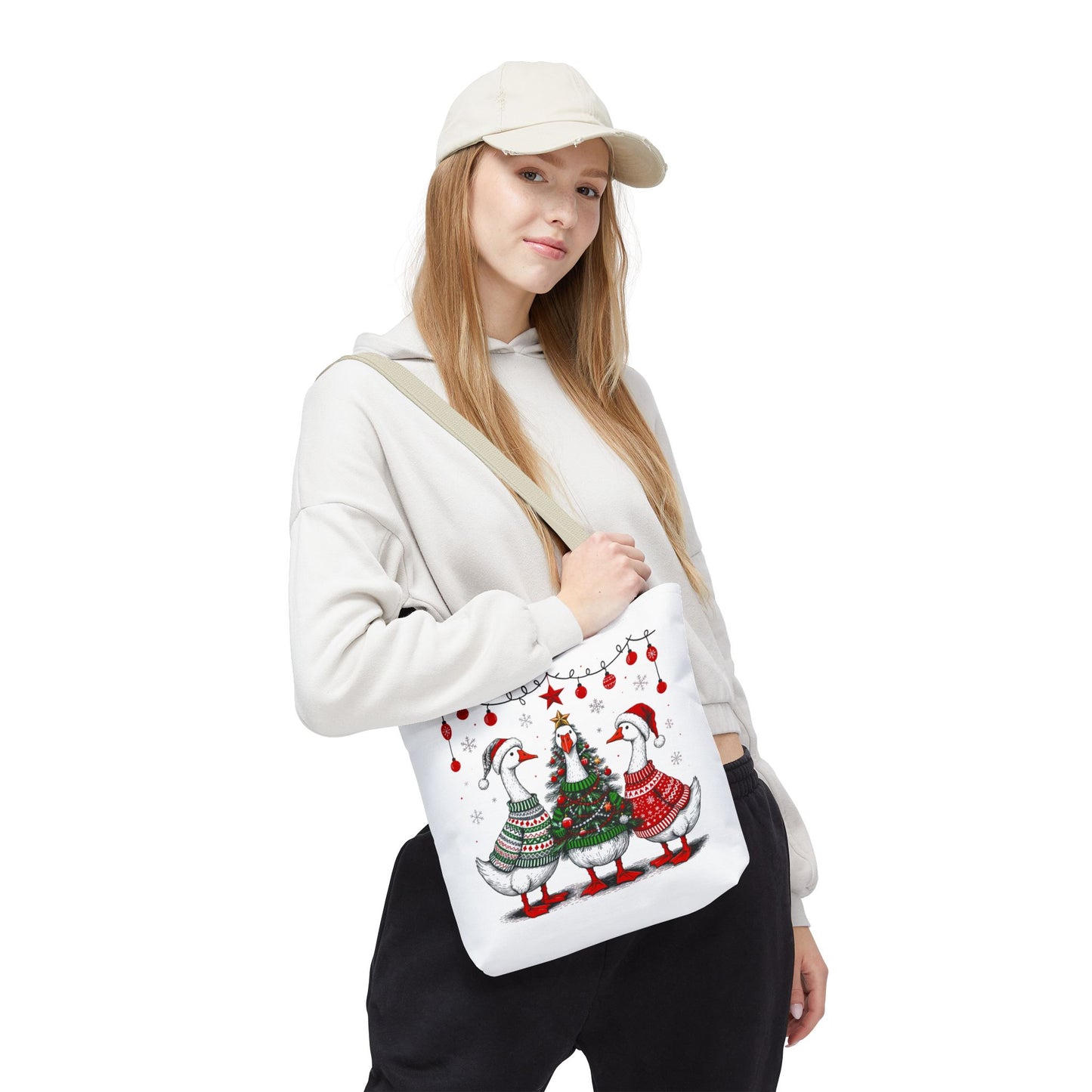 Festive Christmas Geese Tote Bag