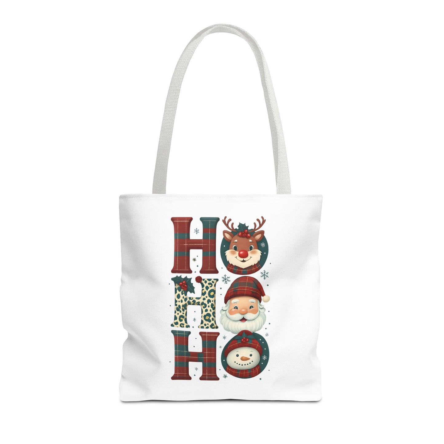 Cute Santa and Reindeer Design Festive Holiday Tote Bag