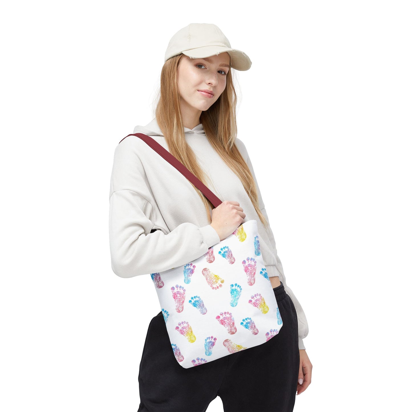 Colorful Baby Footprint Tote Bag,  Gift for New Moms
