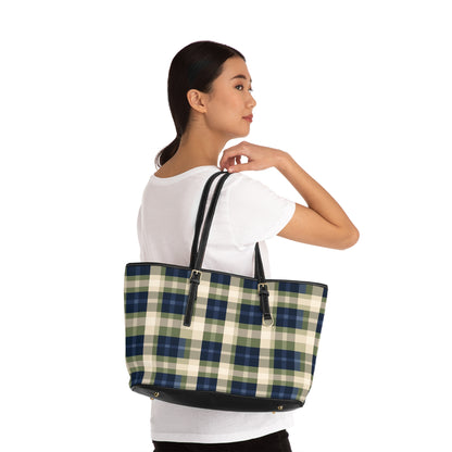 Navy & Olive Plaid Shoulder Bag