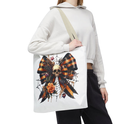 Halloween Skull & Ribbon Tote Bag
