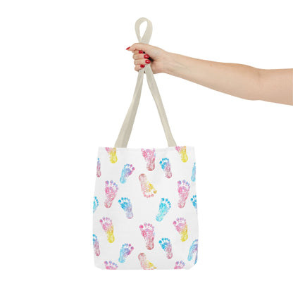 Colorful Baby Footprint Tote Bag,  Gift for New Moms