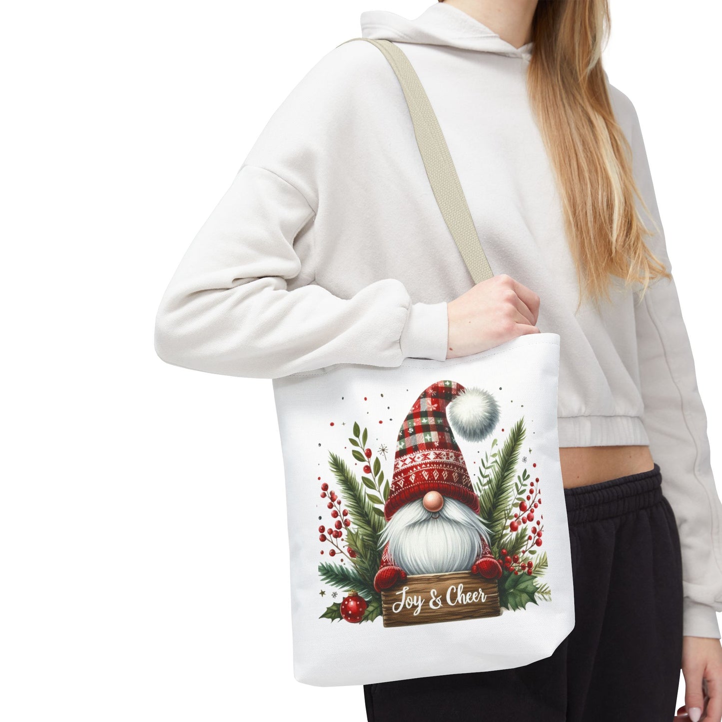 Christmas Gnome Tote Bag - Joy & Cheer Holiday Shopper