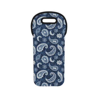 Navy Paisley Wine Tote Bag, Gift for Wine Lovers