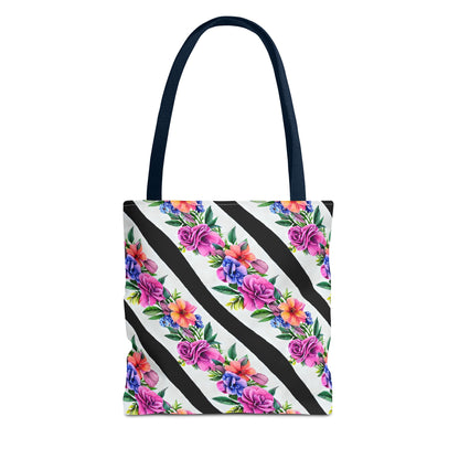 Floral Stripe Tote Bag,