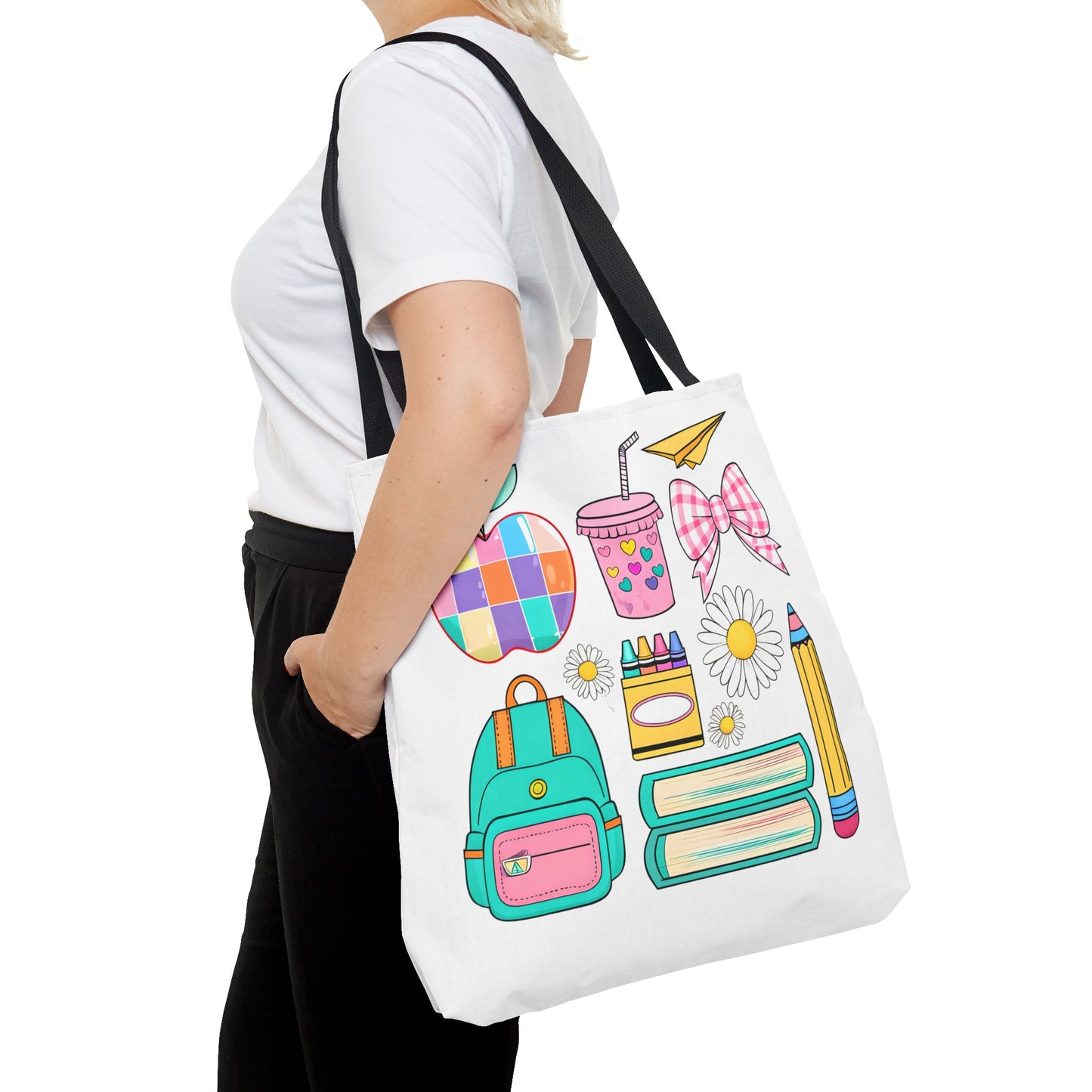 Colorful School Supplies Tote Bag, Perfect for Students & Teachers