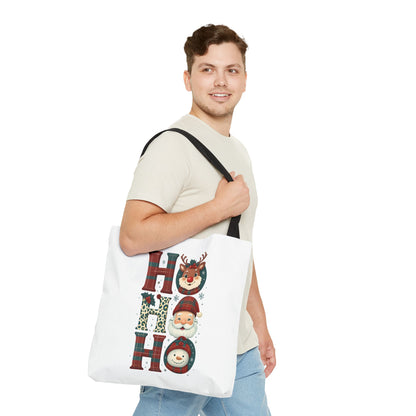 Cute Santa and Reindeer Design Festive Holiday Tote Bag