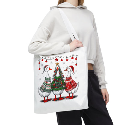 Festive Christmas Geese Tote Bag