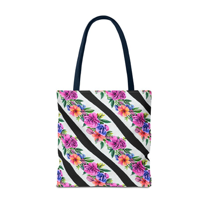 Floral Stripe Tote Bag,